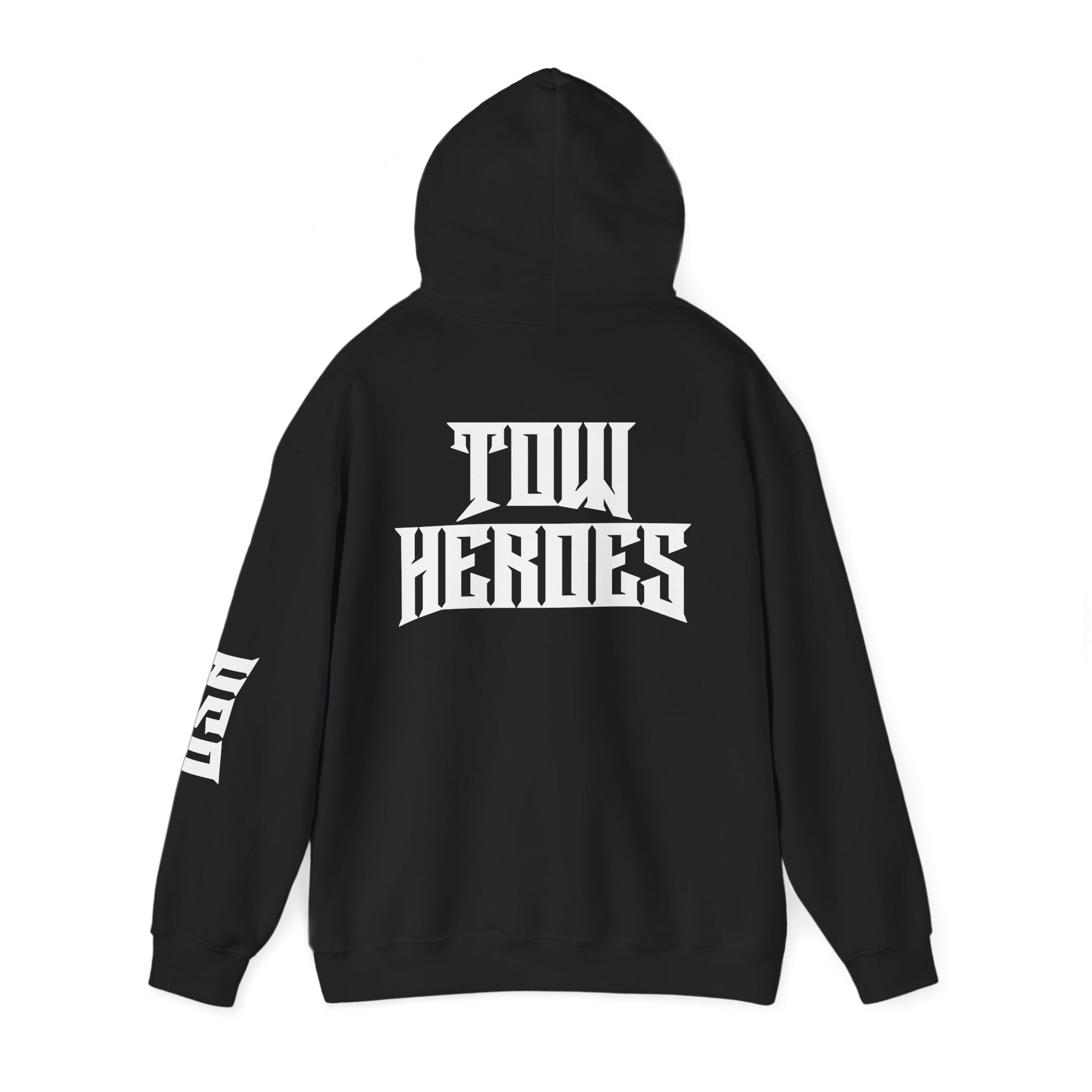Unisex Heavy Blend Hoodie: ‘Tow Heroes’ Graphic Sweatshirt for Casual Wear, Gift Ideas, Streetwear Style, Cozy Layering