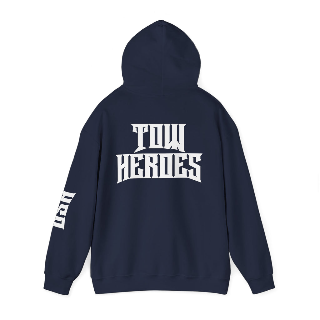 Unisex Heavy Blend Hoodie: ‘Tow Heroes’ Graphic Sweatshirt for Casual Wear, Gift Ideas, Streetwear Style, Cozy Layering