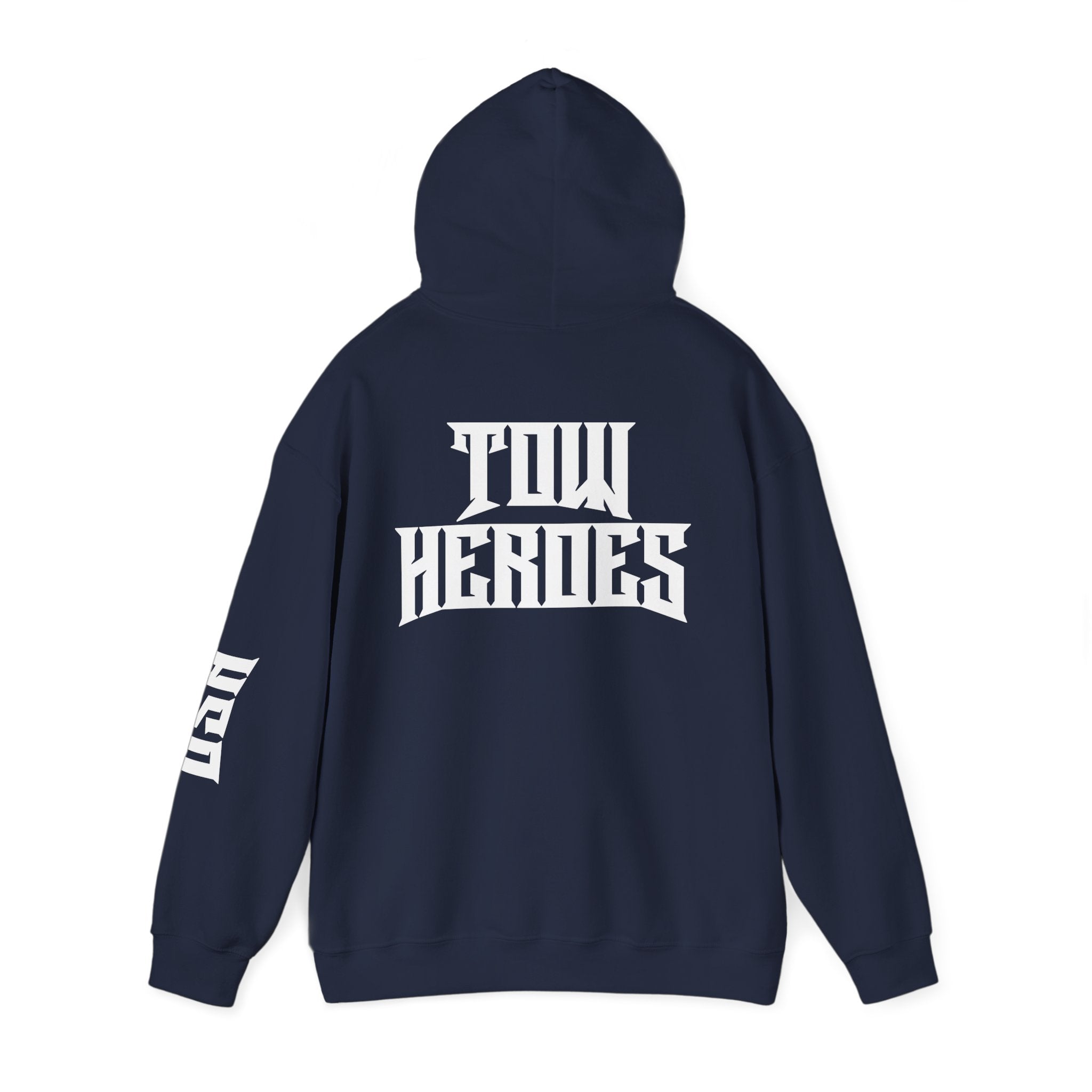 Unisex Heavy Blend Hoodie: ‘Tow Heroes’ Graphic Sweatshirt for Casual Wear, Gift Ideas, Streetwear Style, Cozy Layering