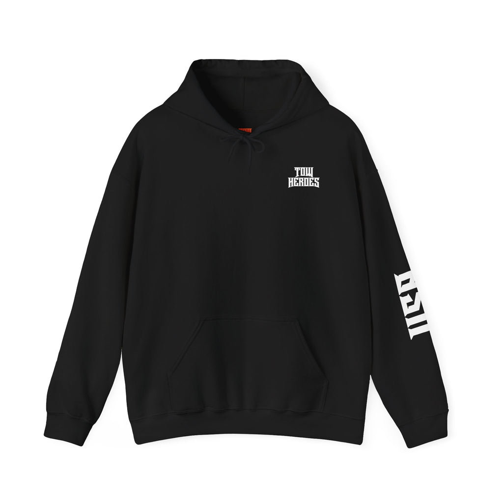 Unisex Heavy Blend Hoodie: ‘Tow Heroes’ Graphic Sweatshirt for Casual Wear, Gift Ideas, Streetwear Style, Cozy Layering