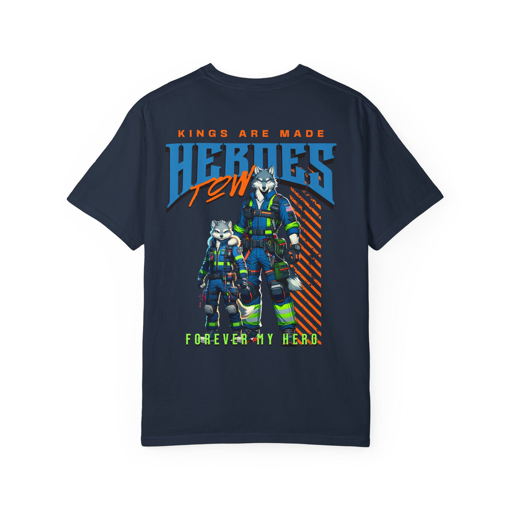 Heroic Dan and Son T-shirt - Vintage Graphic Tee, Casual Wear for Kids, Fun Gift for Birthdays, Superhero Themed Apparel, Everyday Style