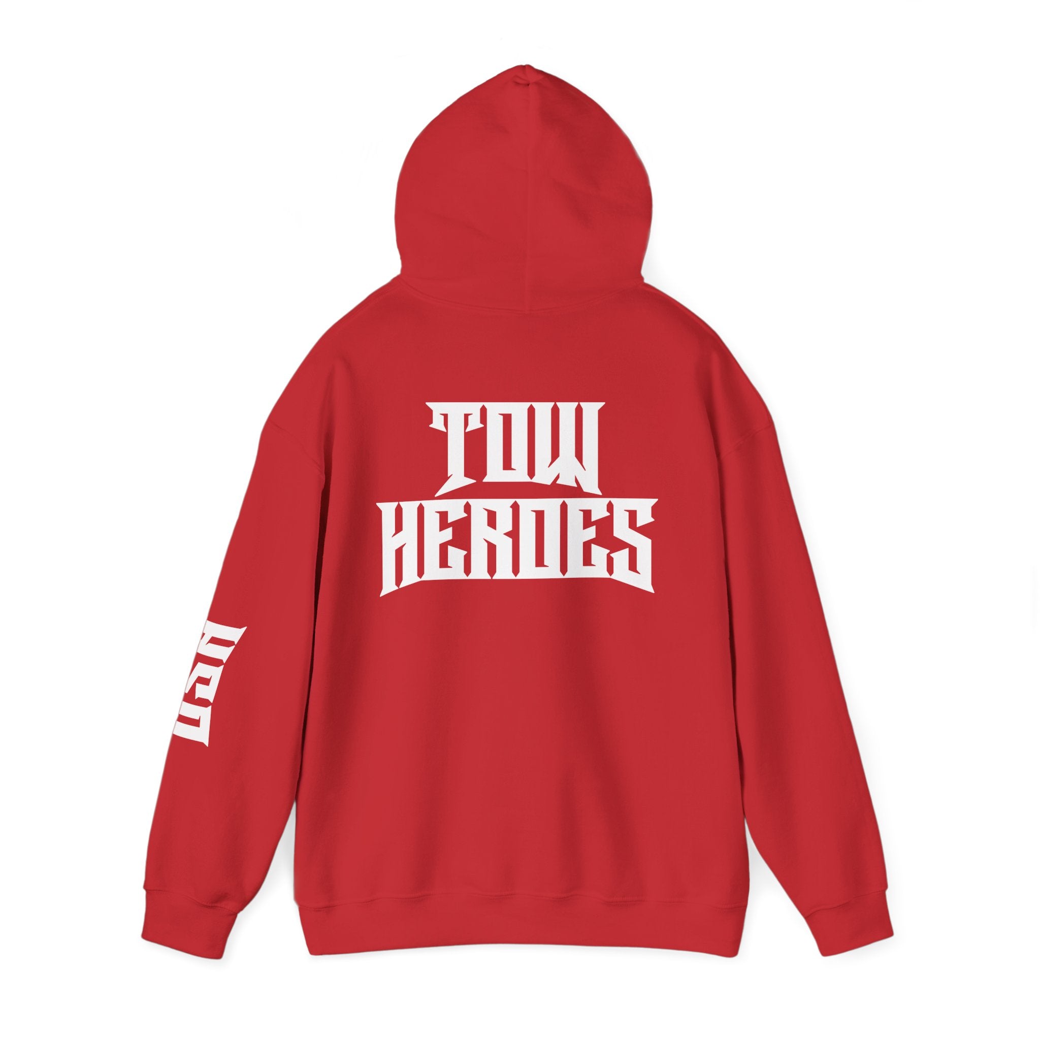 Unisex Heavy Blend Hoodie: ‘Tow Heroes’ Graphic Sweatshirt for Casual Wear, Gift Ideas, Streetwear Style, Cozy Layering