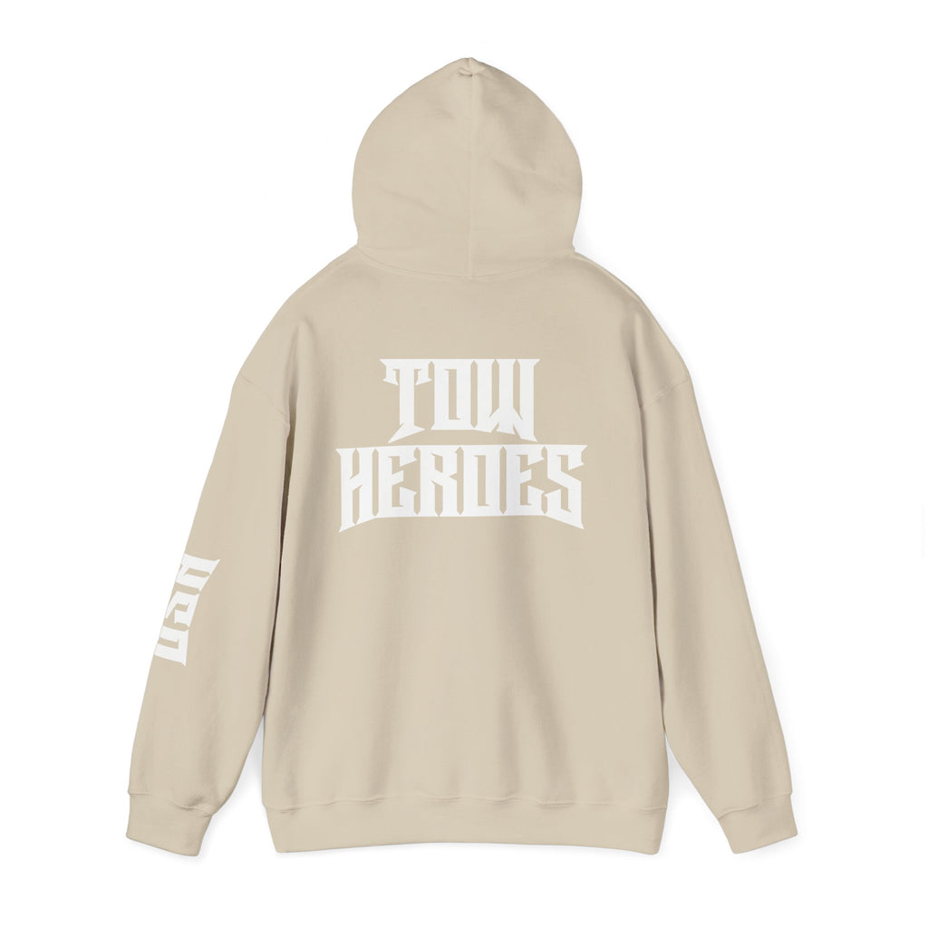 Unisex Heavy Blend Hoodie: ‘Tow Heroes’ Graphic Sweatshirt for Casual Wear, Gift Ideas, Streetwear Style, Cozy Layering